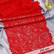 Кружево-стрейч KRUZHEVO арт.TBY.YSTL00839 шир.205мм цв.100 красный уп.25м