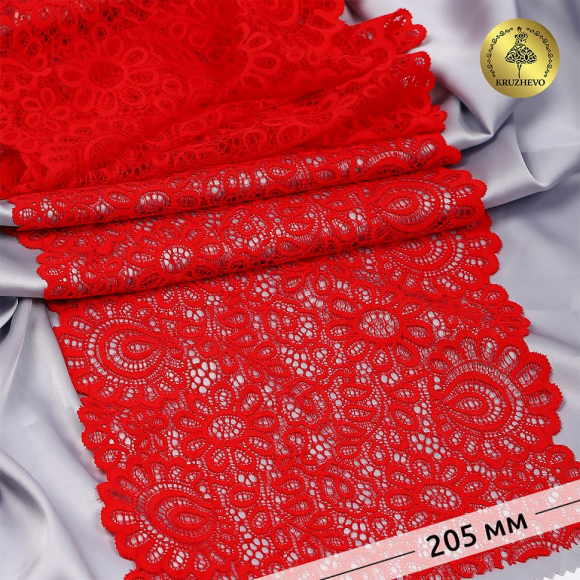 Кружево-стрейч KRUZHEVO арт.TBY.YSTL00839 шир.205мм цв.100 красный уп.25м Кружево-стрейч KRUZHEVO арт.TBY.YSTL00839 шир.205мм цв.100 красный уп.25м