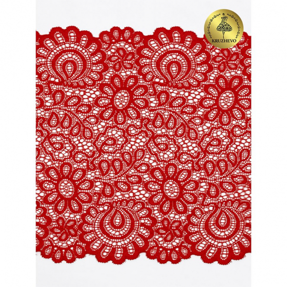 Кружево-стрейч KRUZHEVO арт.TBY.YSTL00839 шир.205мм цв.100 красный уп.25м Кружево-стрейч KRUZHEVO арт.TBY.YSTL00839 шир.205мм цв.100 красный уп.25м