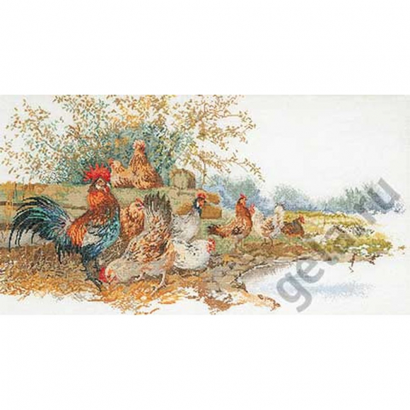 34983_Набор для вышивания "Куры", канва лён 32 ct 34983_Набор для вышивания "Куры", канва лён 32 ct