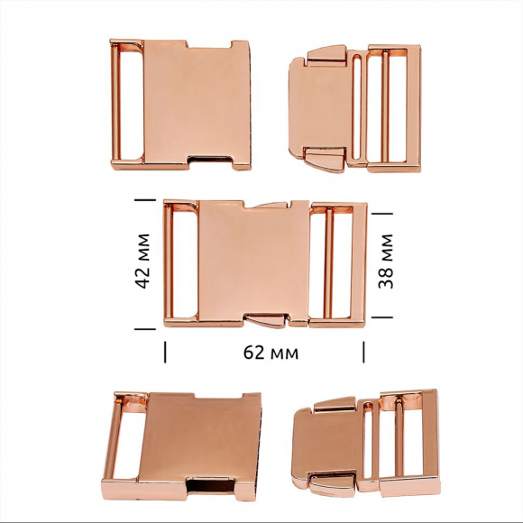 Пряжка-фастекс металл 38мм TBY-7783 62x42мм цв. золото уп.6шт