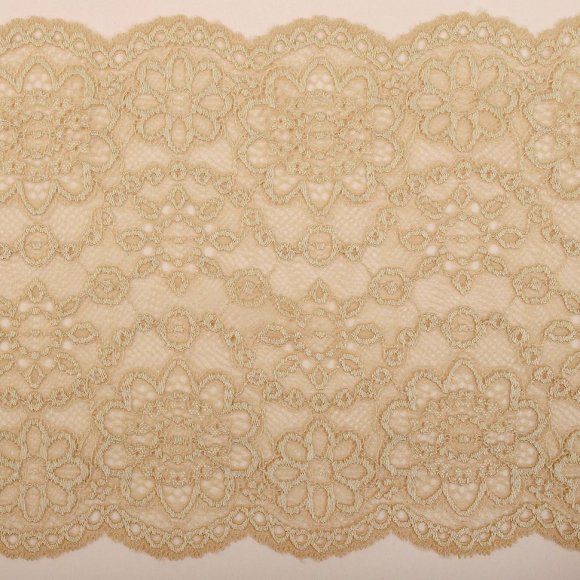 Кружево-стрейч KRUZHEVO арт.TBY.00755 шир.185мм цв.126 бежевый уп.25м Кружево-стрейч KRUZHEVO арт.TBY.00755 шир.185мм цв.126 бежевый уп.25м