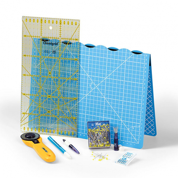 651496 PRYM Набор для пэчворка (коврик 30х45см, нож MAXI, линейка 15х30см, аква-маркер, игольница, булваки, иглы)