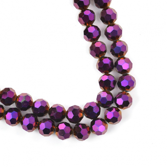 Бусины граненые Рондель (стекло) на нитях арт.TBY-R-2  8х6мм отвер.2мм цв.80 фиолетовый мульти  уп.50х72 бусины