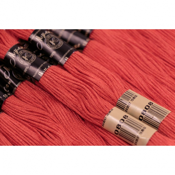 Нитки мулине цв.0808 т.коралловый 12х10м С-Пб