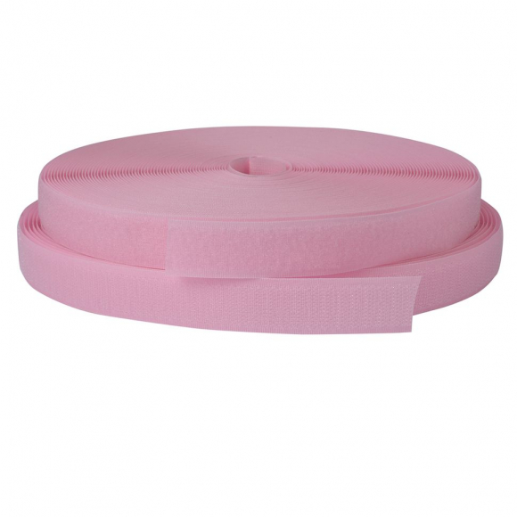 Лента липучка TBY пришивная кач.B шир.25мм цв.F134 розовый уп.25м (пара)