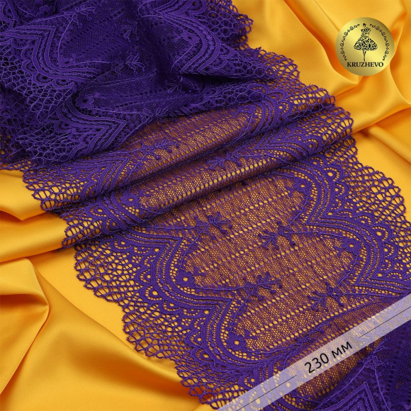 Кружево-стрейч KRUZHEVO арт.TBY.8037 шир.230мм цв.F170 фиолетовый уп.10м