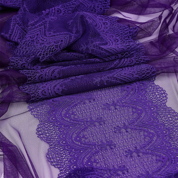 Кружево-стрейч KRUZHEVO арт.TBY.8037 шир.230мм цв.F170 фиолетовый уп.10м