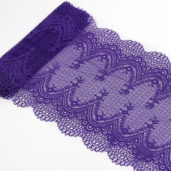 Кружево-стрейч KRUZHEVO арт.TBY.8037 шир.230мм цв.F170 фиолетовый уп.10м