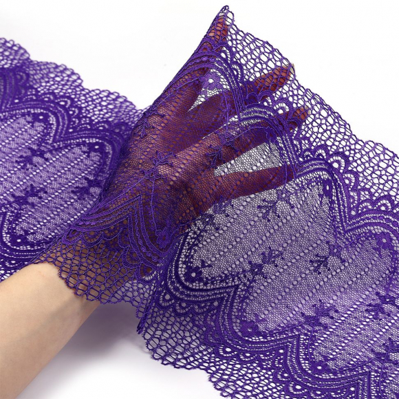 Кружево-стрейч KRUZHEVO арт.TBY.8037 шир.230мм цв.F170 фиолетовый уп.10м