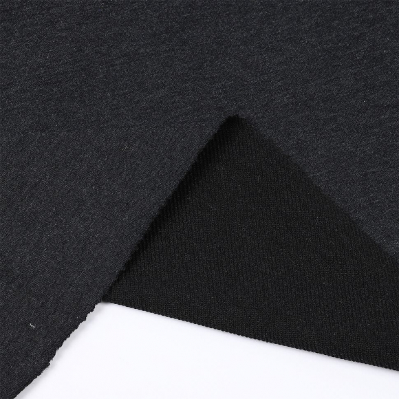 Ткань трикотаж Футер 2х нитка петля 70%хл 25%пэ 5%спан 220г 160см серый меланж 1 уп.3м
