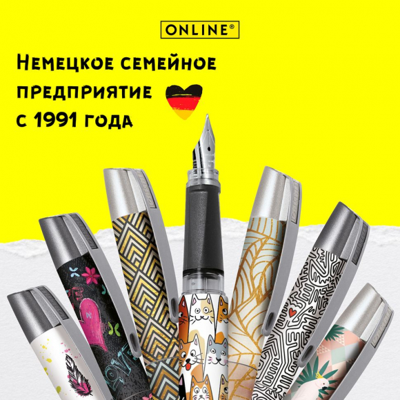 189660_Ручка перьевая "Campus", с синим картриджем, размер пера M, 0.5 мм, принт "Золотые ромбы"