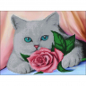 Алмазная мозаика Ah5332 Кот и роза 30х40