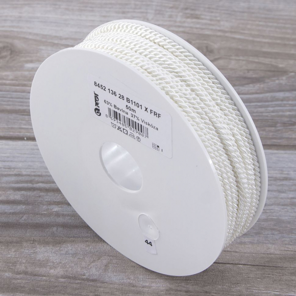 Шнур витой PEGA, белый, 2,8 мм