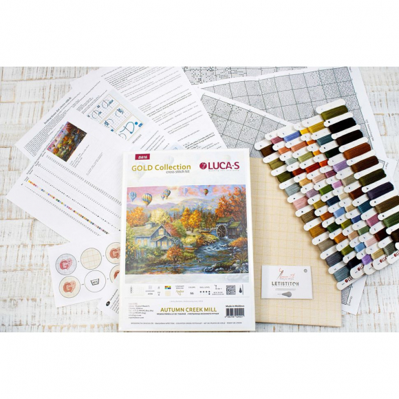 Набор для вышивания LUCA-S арт. B616 Мельница осеннего ручья 48х34 см Набор для вышивания LUCA-S арт. B616 Мельница осеннего ручья 48х34 см