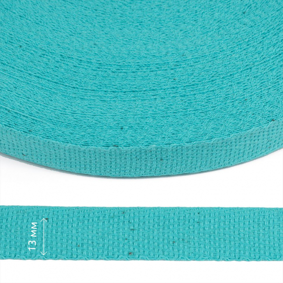 Тесьма киперная 13 мм хлопок 1,8г/см арт.12.2С-253К.13.172 цв.ярк.бирюзовый уп.50м