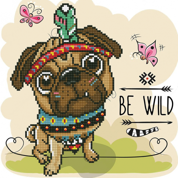 Кристальная мозаика на холсте ФРЕЯ арт.ALV-89 Маленький индеец 30х30 см