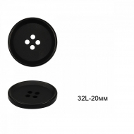 Пуговицы пластиковые C-NE57 цв.черный матов.32L-20мм, 4 прокола, 36шт