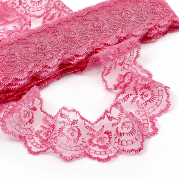 Кружево капрон KRUZHEVO арт.TBS.30010 шир.45мм цв.028 (175) малиновый уп.9,14м Кружево капрон KRUZHEVO арт.TBS.30010 шир.45мм цв.028 (175) малиновый уп.9,14м