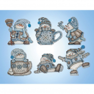 Набор для вышивания елочных украшений DESIGN WORKS арт.1689 Снеговики из какао 9х10 см Набор для вышивания елочных украшений DESIGN WORKS арт.1689 Снеговики из какао 9х10 см