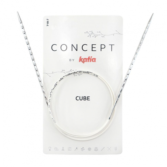 169072_Спицы металлические круговые супергладкие c квадратным кончиком CONCEPT BY KATIA Cube №3,75, 50 см