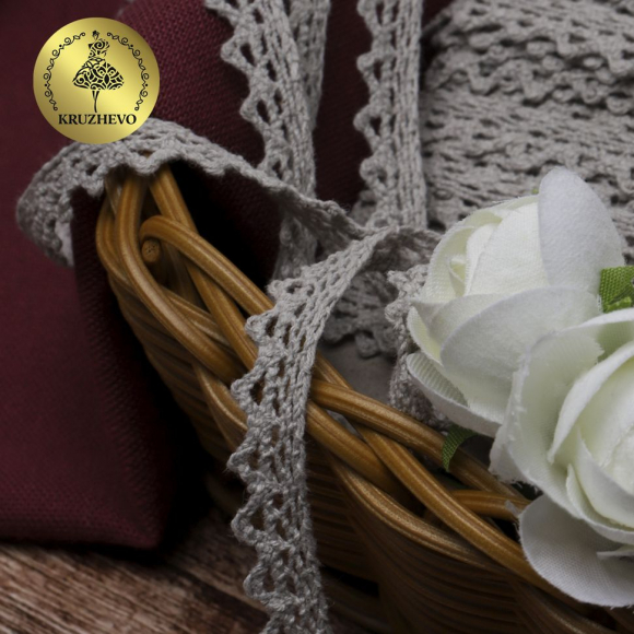 Тесьма вязаная KRUZHEVO 10мм TBY-5036.22 цв.22 серый лен уп.10м
