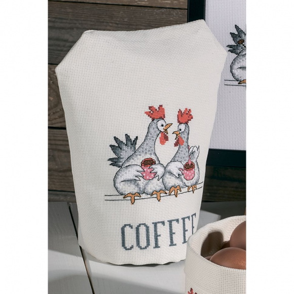 Набор для вышивания PERMIN арт.04-0436 Декоративная грелка для чайника Куриные посиделки 23х27 см
