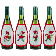 Набор для вышивания PERMIN арт.78-6613 Фартучки на бутылку Счастливые Санты 10х15 см