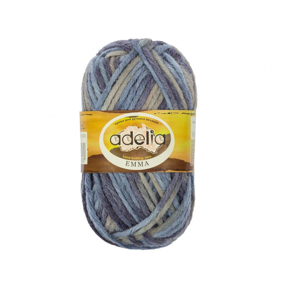 Пряжа ADELIA EMMA (80% акрил, 20% шерсть) 10х50г/50м цв.01 серо-голубой