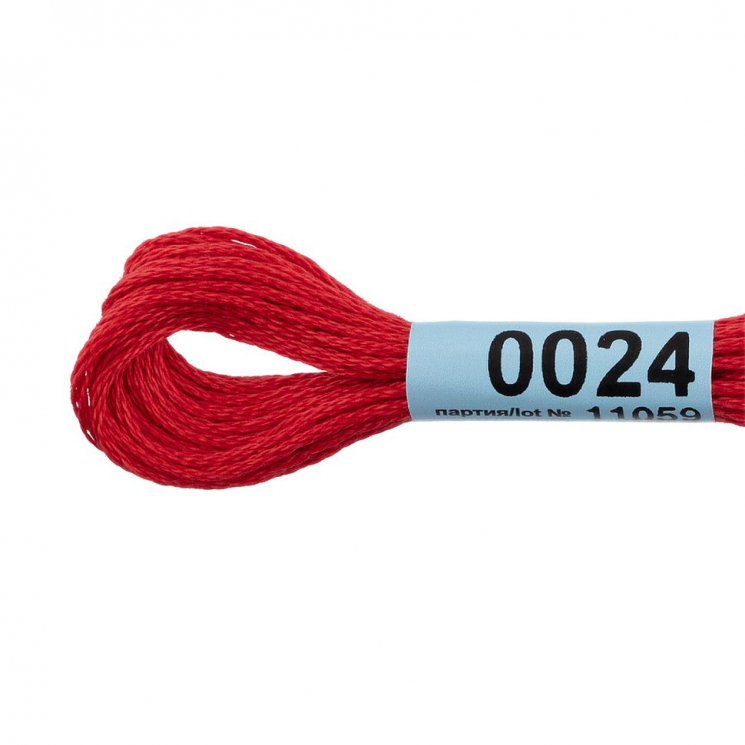 Нитки для вышивания Gamma мулине (0001-0206) 100% хлопок 24 x 8 м цв.0024 т.красный