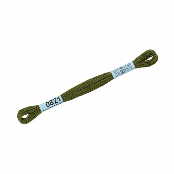 Нитки для вышивания Gamma мулине (0820-3070) 100% хлопок 24 x 8 м цв.0821 хаки