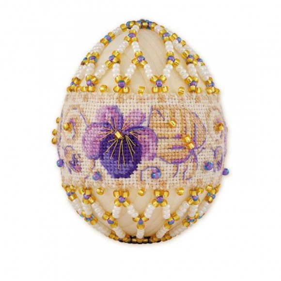 Набор для бисероплетения РИОЛИС арт.В185 Яйцо пасхальное Фиалки 6х4,5 см