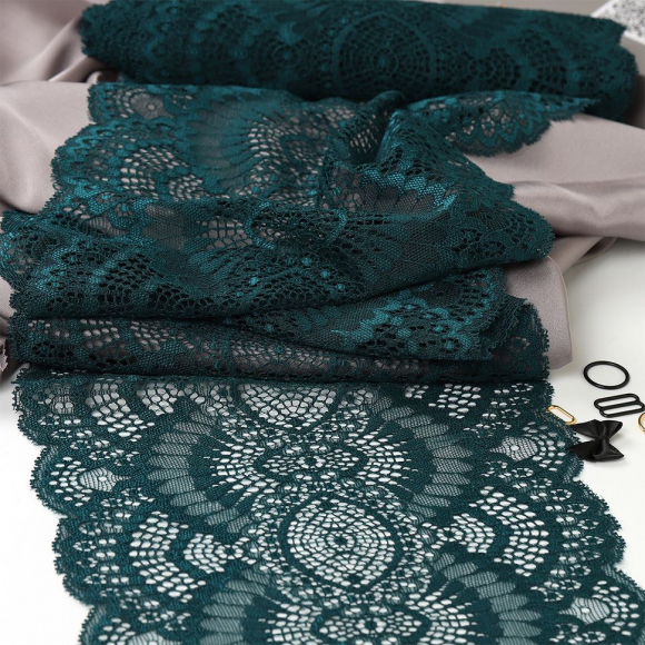 Кружево-стрейч KRUZHEVO арт.TBY.30239 шир.195мм цв.2063 атлантическая глубина уп.25м