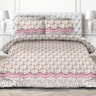 Ткань перкаль Натурель 110г/м? 100% хлопок шир.220см арт.ТВО-6399-1 цв.бел/розовый рул.33м