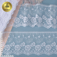 Кружево на сетке KRUZHEVO арт.TR.16G0394 шир.120мм цв.белый, уп.9м