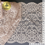 Кружево-стрейч KRUZHEVO арт.TBY.00755 шир.185мм цв.168 серебристый пион уп.25м