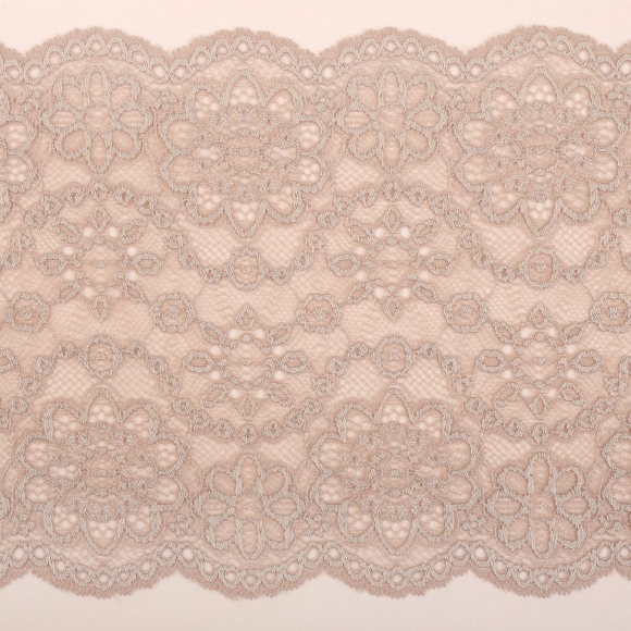 Кружево-стрейч KRUZHEVO арт.TBY.00755 шир.185мм цв.168 серебристый пион уп.25м Кружево-стрейч KRUZHEVO арт.TBY.00755 шир.185мм цв.168 серебристый пион уп.25м