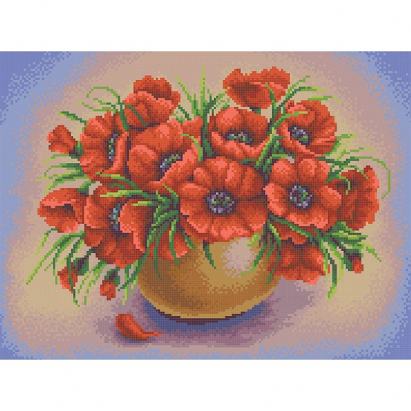Рисунок на канве КОНЁК арт. 7809 Маки в вазе 29х39 см