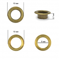Люверсы сталь TBY.2140 №4 (? 6мм, h 3,7мм) цв. антик уп. 1000шт