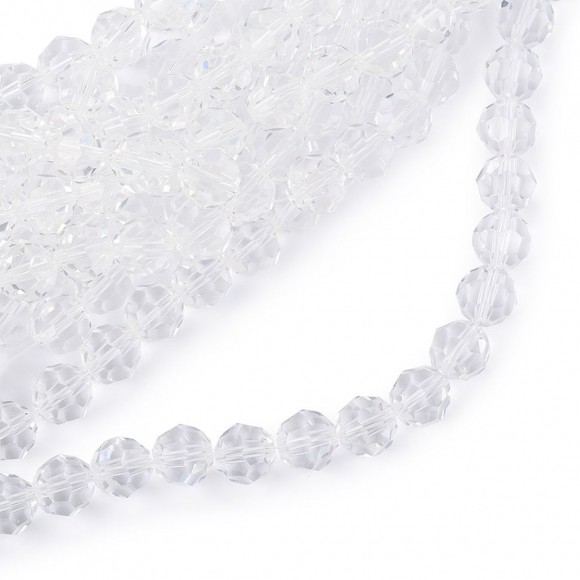 Бусины граненые Рондель (стекло) на нитях арт.TBY-R-2 10мм  цв.01 прозрачный уп.30шт х72 бусины