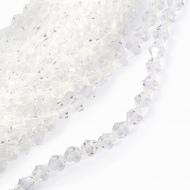 Бусины граненые Биконус (стекло) на нитях арт.TBY-K-2  8х8мм отвер.1,8мм цв.01 прозрачный уп.3х40 бусин