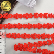 Кружево гипюр KRUZHEVO с бабочками арт.TBY.26416 шир.18мм цв.515 красный уп.13,71м