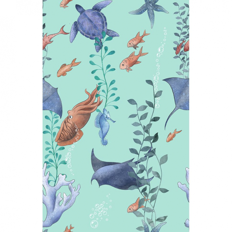 Ткань для пэчворка PEPPY Морские Глубины 135 г/м? 100% хлопок цв.МГ- 03 бирюзовый уп.50х50 см