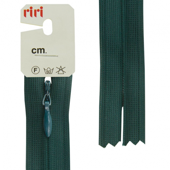 30744_Молния потайная неразъемная, Т3, 22 см, цвет 2723, изумрудно-зеленый темный