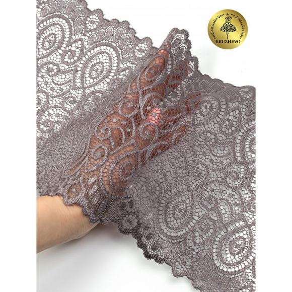 Кружево-стрейч KRUZHEVO арт.TBY.L1351 шир.180мм цв.1645 шиншилла уп.3 м