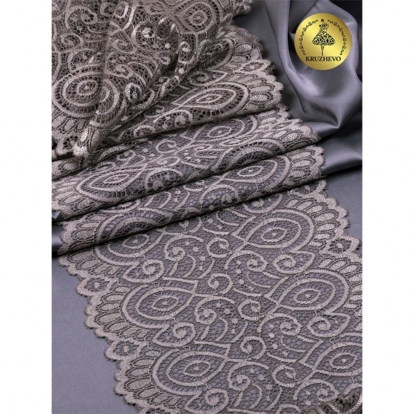 Кружево-стрейч KRUZHEVO арт.TBY.L1351 шир.180мм цв.1645 шиншилла уп.3 м