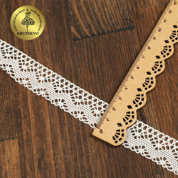 Кружево из мерсеризованного хлопка KRUZHEVO 25мм арт.TR.A9320 цв.белый, уп.3м