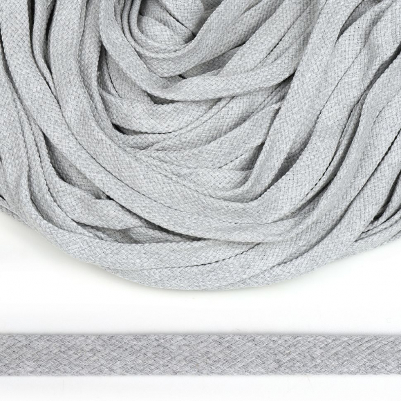 Шнур плоский х/б 15мм турецкое плетение цв.107 св.серый уп.50 м