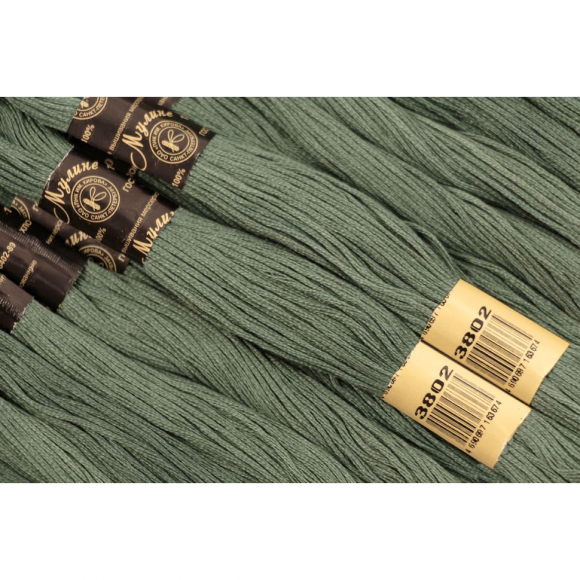 Нитки мулине цв.3802 хаки 12х10м С-Пб