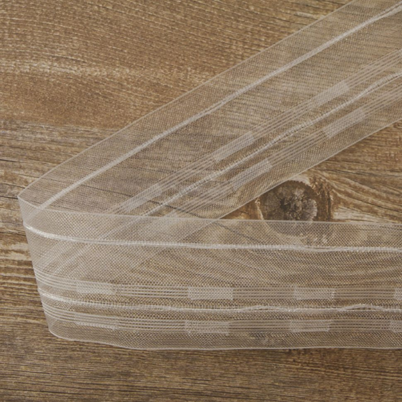 16493_Лента шторная прозрачная, сборка вафля, 50 мм, цвет белый